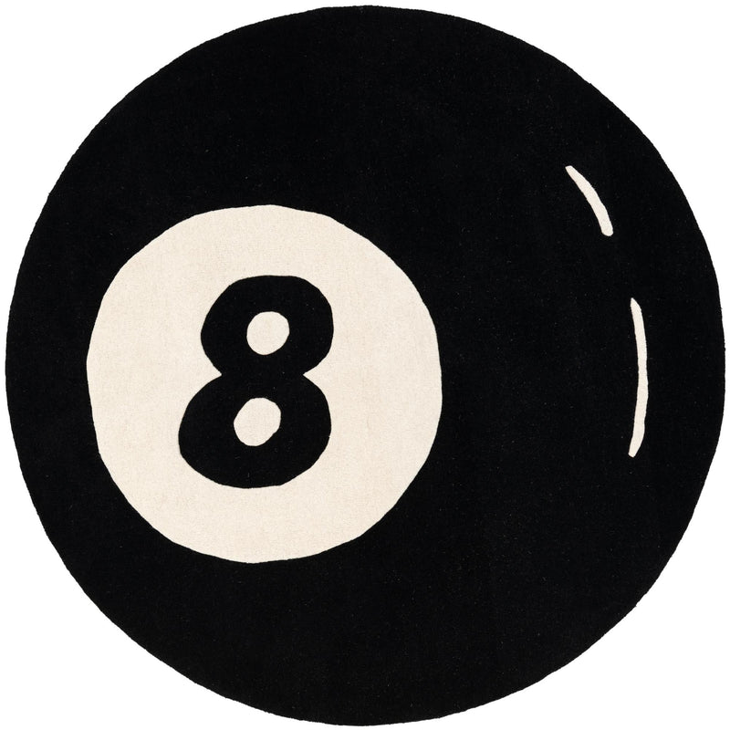 Shepherd's Glen Wool Collection Area Rug - Peninsula Round Black and White  lifestyle 3