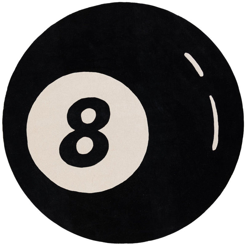 Shepherd's Glen Wool Collection Area Rug - Peninsula Round Black and White  lifestyle 2