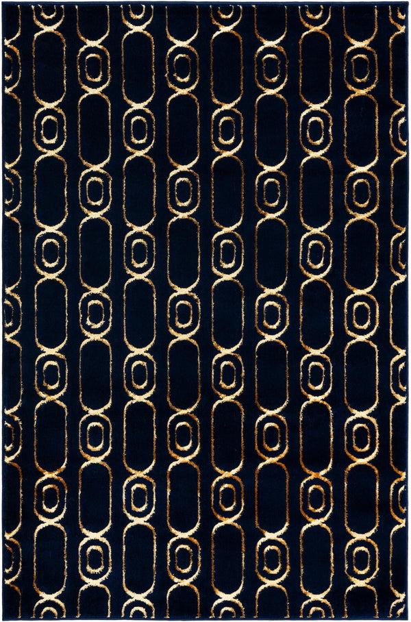 Metropolitan Matrix Collection Area Rug - Cosmopolis Rectangle Navy Blue and Gold  lifestyle 3