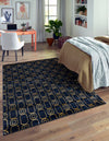 Metropolitan Matrix Collection Area Rug - Cosmopolis Rectangle Navy Blue and Gold  lifestyle 12