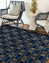 Metropolitan Matrix Collection Area Rug - Cosmopolis Rectangle Navy Blue and Gold  lifestyle 27