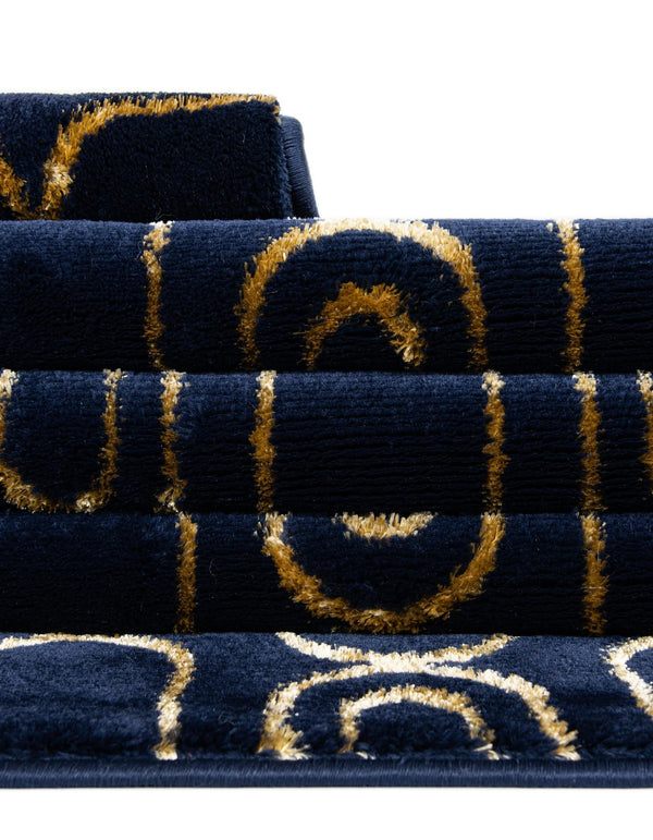 Metropolitan Matrix Collection Area Rug - Cosmopolis Rectangle Navy Blue and Gold  lifestyle 73