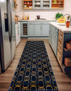 Metropolitan Matrix Collection Area Rug - Cosmopolis Runner Navy Blue and Gold  lifestyle 94