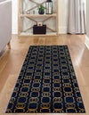 Metropolitan Matrix Collection Area Rug - Cosmopolis Runner Navy Blue and Gold  lifestyle 101
