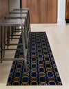 Metropolitan Matrix Collection Area Rug - Cosmopolis Runner Navy Blue and Gold  lifestyle 108