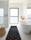 Metropolitan Matrix Collection Area Rug - Cosmopolis Runner Navy Blue and Gold  lifestyle 150