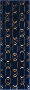 Metropolitan Matrix Collection Area Rug - Cosmopolis Runner Navy Blue and Gold  lifestyle 80
