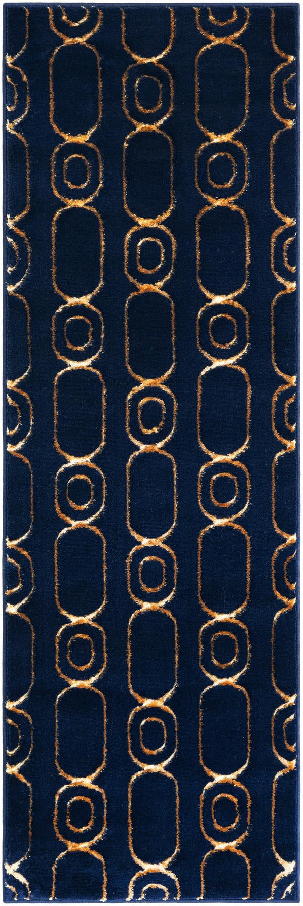 Metropolitan Matrix Collection Area Rug - Cosmopolis Runner Navy Blue and Gold  lifestyle 80