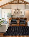 Metropolitan Matrix Collection Area Rug - Cosmopolis (Black and Silver) Square Navy Blue and Gold  lifestyle 167