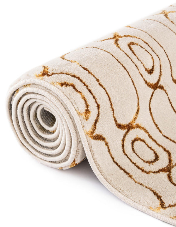 Metropolitan Matrix Collection Area Rug - Cosmopolis Rectangle White and Gold  lifestyle 63