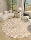 Metropolitan Matrix Collection Area Rug - Cosmopolis Round White and Gold  lifestyle 85