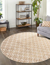 Metropolitan Matrix Collection Area Rug - Cosmopolis Round White and Gold  lifestyle 92