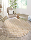 Metropolitan Matrix Collection Area Rug - Cosmopolis Round White and Gold  lifestyle 99