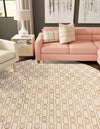 Metropolitan Matrix Collection Area Rug - Cosmopolis Round White and Gold  lifestyle 120