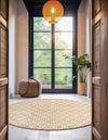 Metropolitan Matrix Collection Area Rug - Cosmopolis Round White and Gold  lifestyle 148