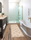 Metropolitan Matrix Collection Area Rug - Cosmopolis Runner White and Gold  lifestyle 162