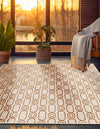 Metropolitan Matrix Collection Area Rug - Cosmopolis Square White and Gold  lifestyle 84
