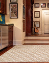 Metropolitan Matrix Collection Area Rug - Cosmopolis Square White and Gold  lifestyle 126