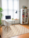 Metropolitan Matrix Collection Area Rug - Cosmopolis Square White and Gold  lifestyle 140