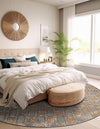 Metropolitan Matrix Collection Area Rug - Cosmopolis (Black and Silver) Round Gray and Gold  lifestyle 232