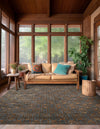 Metropolitan Matrix Collection Area Rug - Cosmopolis (Black and Silver) Square Gray and Gold  lifestyle 122