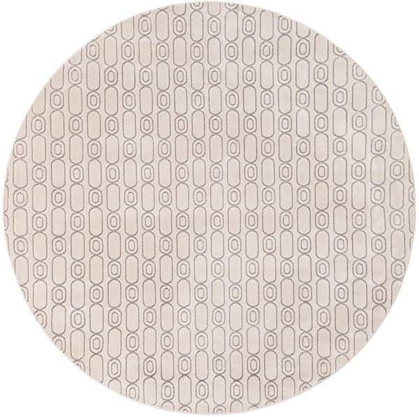 Metropolitan Matrix Collection Area Rug - Cosmopolis Round White and Silver  lifestyle 74