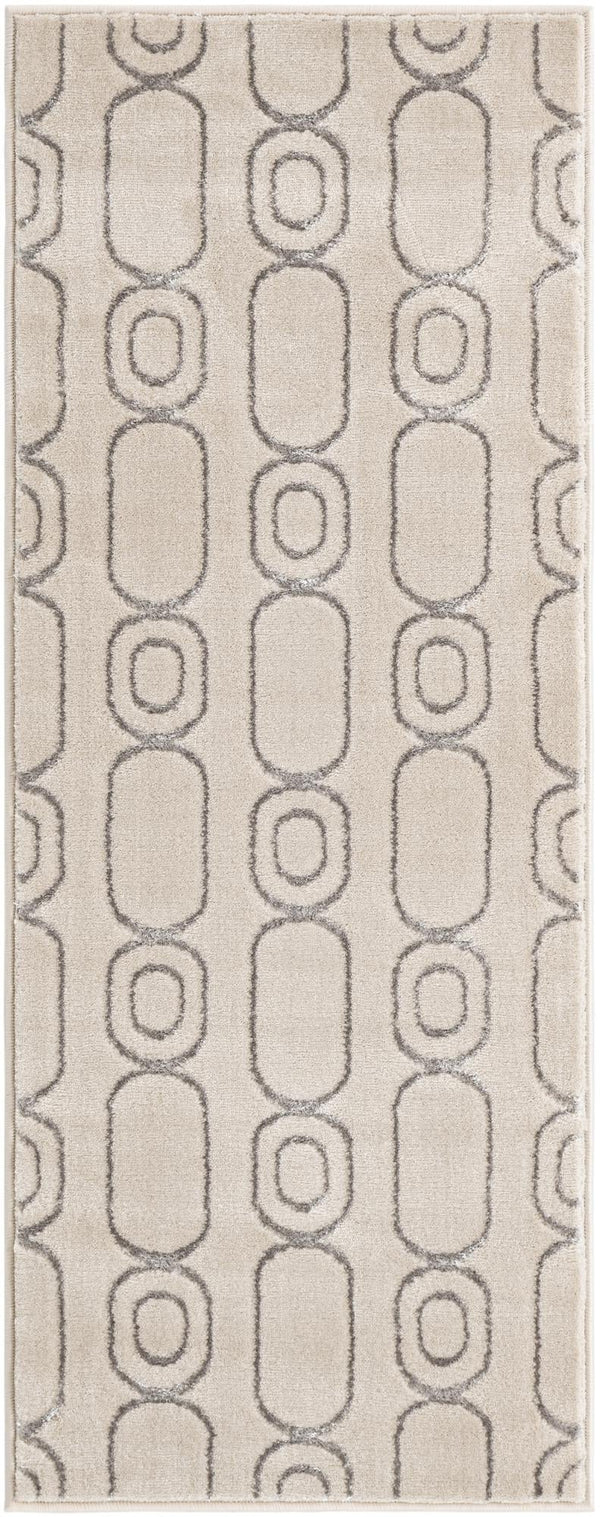 Metropolitan Matrix Collection Area Rug - Cosmopolis Runner White and Silver  lifestyle 75
