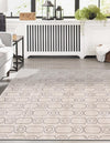 Metropolitan Matrix Collection Area Rug - Cosmopolis Rectangle White and Silver  lifestyle 16