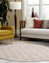 Metropolitan Matrix Collection Area Rug - Cosmopolis Round White and Silver  lifestyle 102