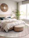 Metropolitan Matrix Collection Area Rug - Cosmopolis Round White and Silver  lifestyle 130