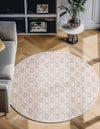 Metropolitan Matrix Collection Area Rug - Cosmopolis Round White and Silver  lifestyle 137