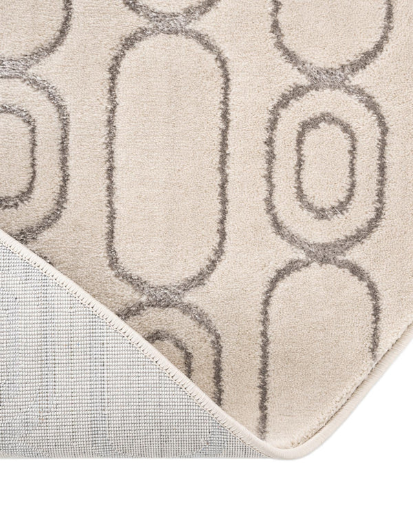Metropolitan Matrix Collection Area Rug - Cosmopolis Round White and Silver  lifestyle 183
