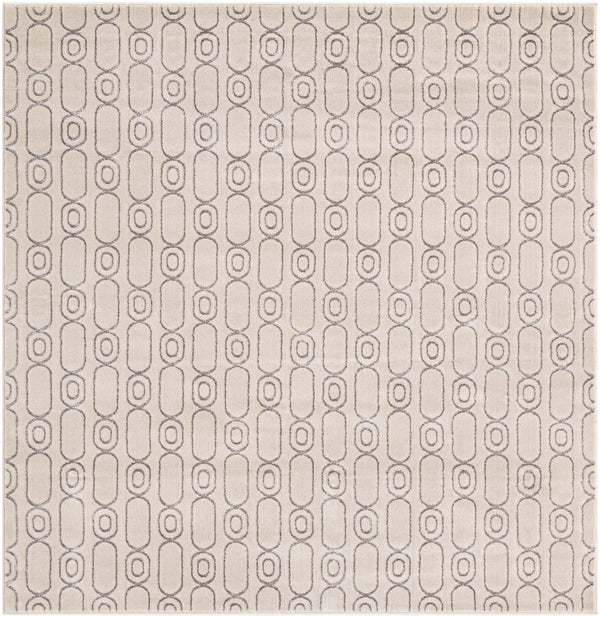 Metropolitan Matrix Collection Area Rug - Cosmopolis Square White and Silver  lifestyle 76