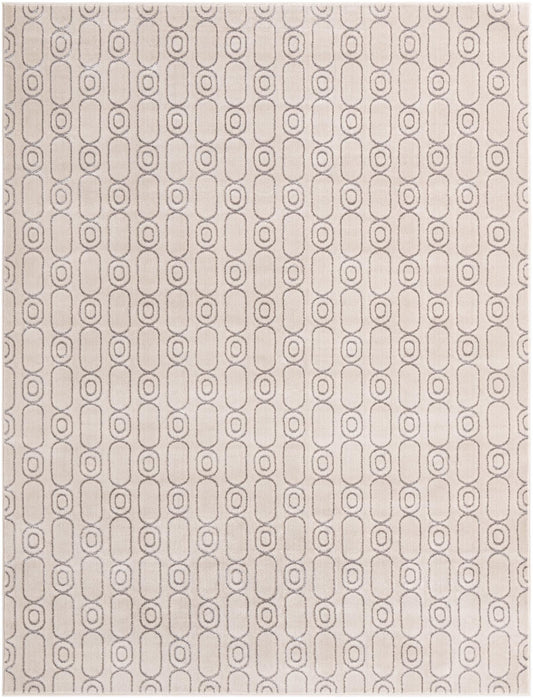 Metropolitan Matrix Collection Area Rug - Cosmopolis Rectangle White and Silver Main