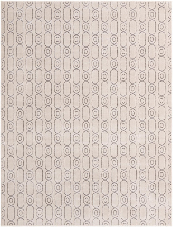 Metropolitan Matrix Collection Area Rug - Cosmopolis Rectangle White and Silver Main