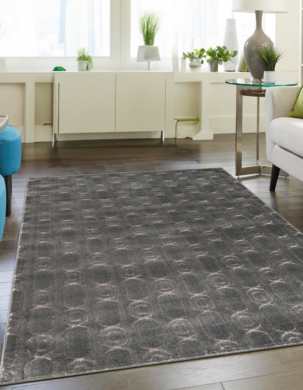Metropolitan Matrix Collection Area Rug - Cosmopolis Rectangle Gray and Silver  lifestyle 5