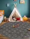 Metropolitan Matrix Collection Area Rug - Cosmopolis Round Gray and Silver  lifestyle 121