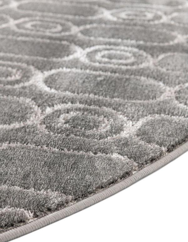 Metropolitan Matrix Collection Area Rug - Cosmopolis Round Gray and Silver  lifestyle 173