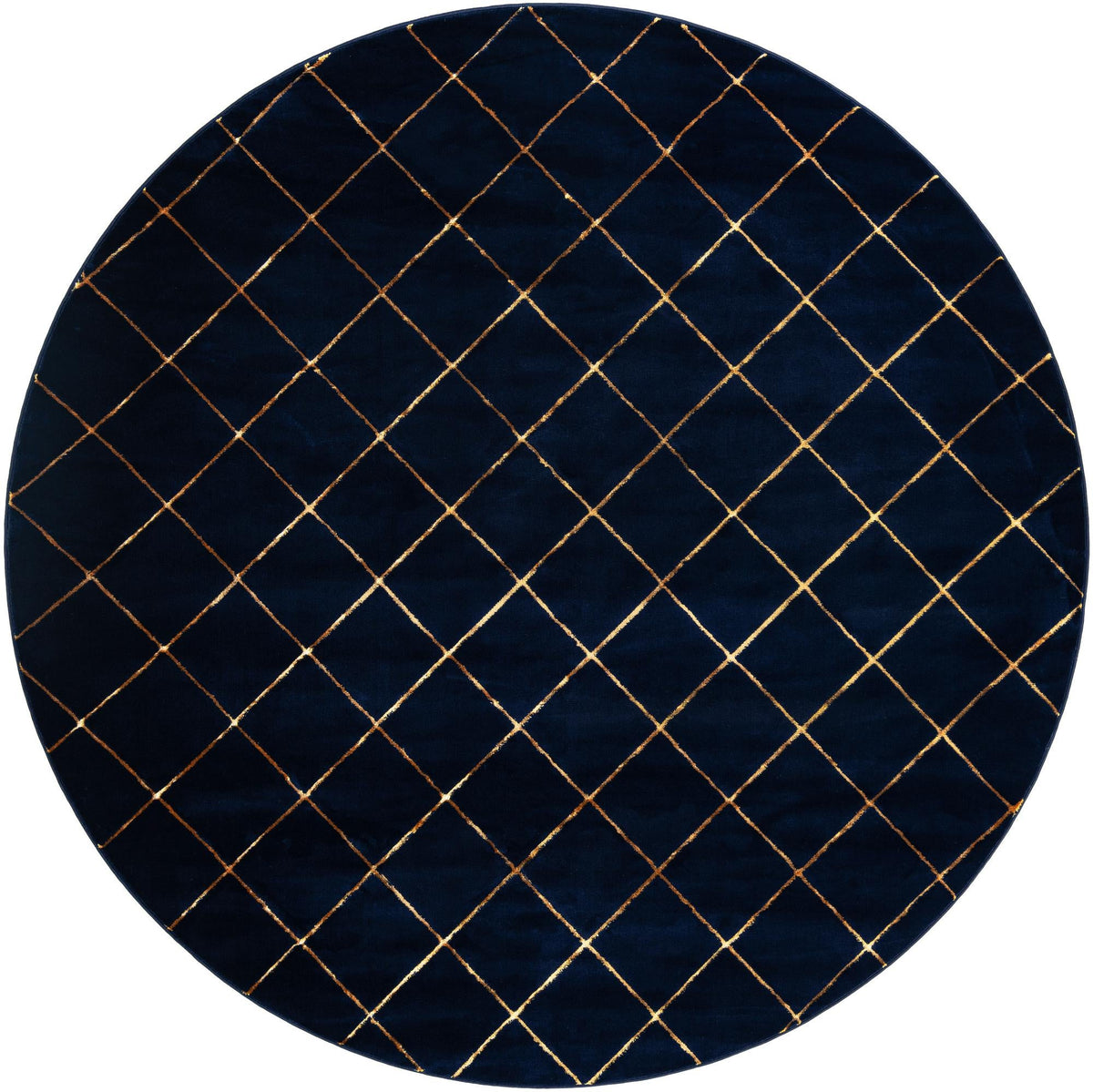 Metropolitan Matrix Collection Area Rug -  Urbana Round Navy Blue and Gold  lifestyle 69