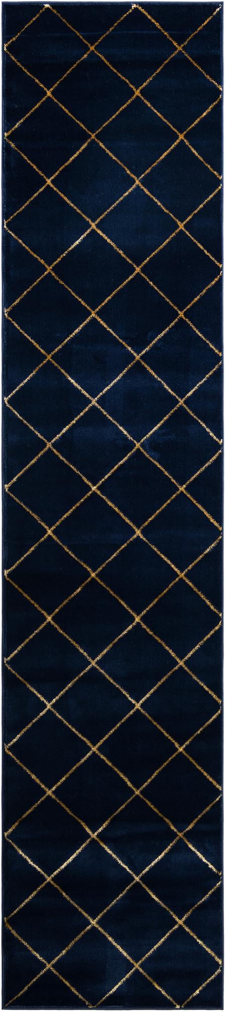 Metropolitan Matrix Collection Area Rug -  Urbana Runner Navy Blue and Gold  lifestyle 70