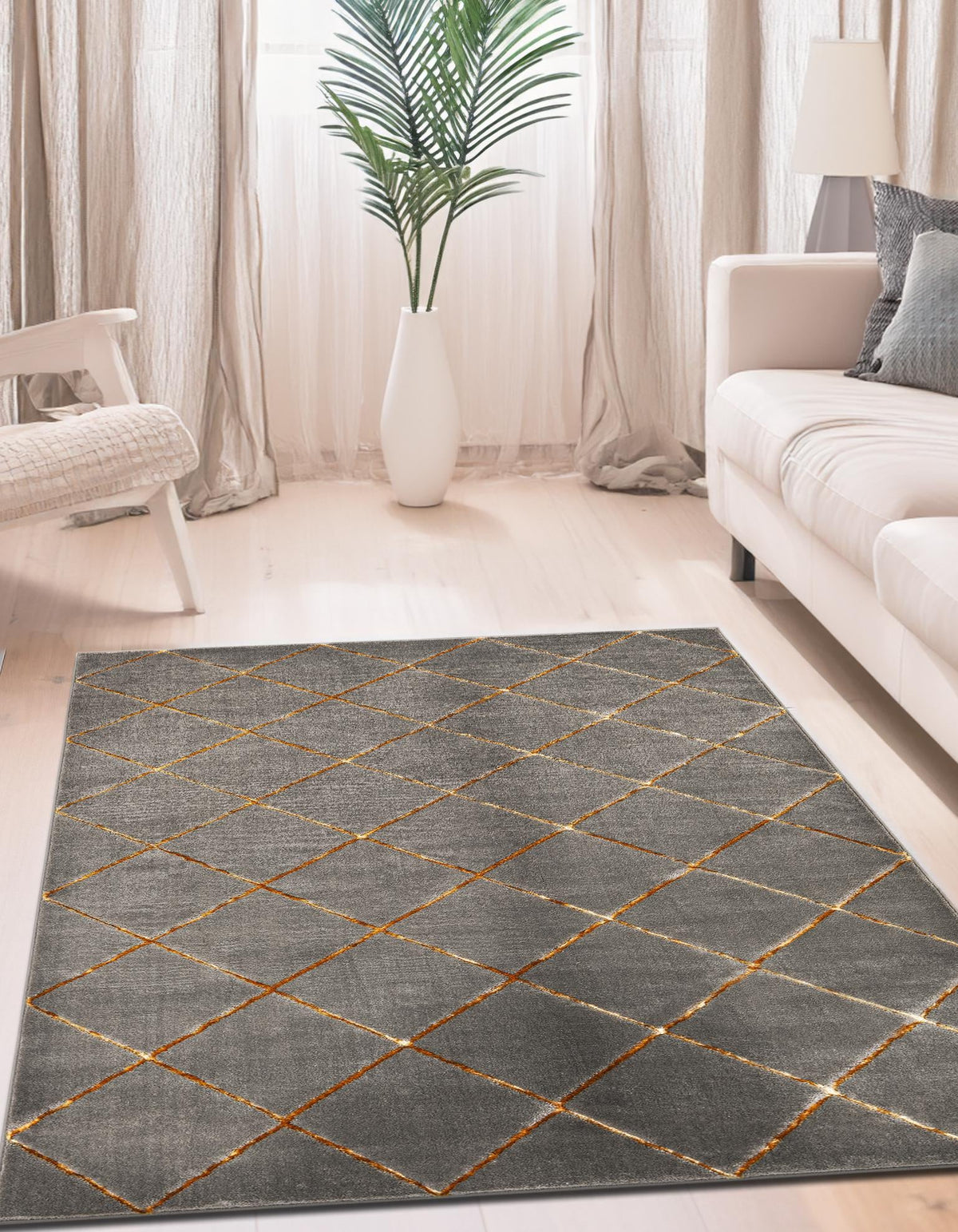 Metropolitan Matrix Collection Area Rug -  Urbana (Black and Silver) Rectangle Gray and Gold  lifestyle 10