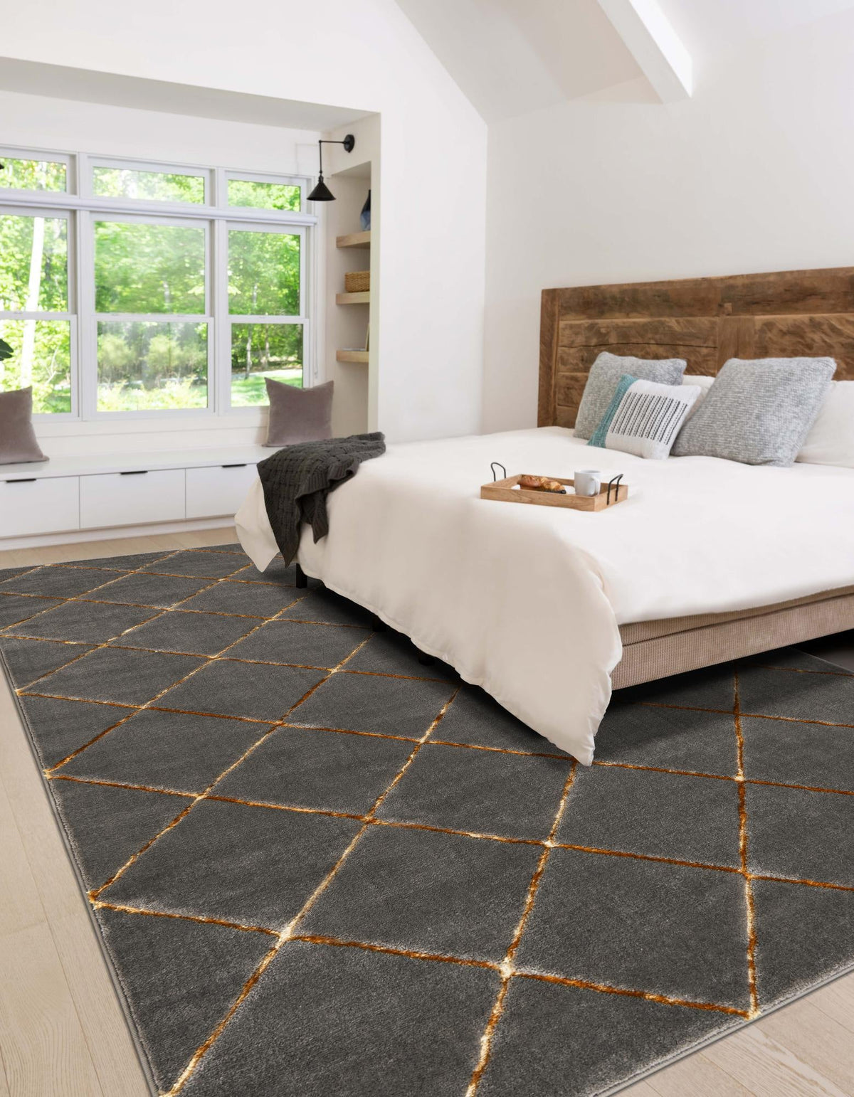 Metropolitan Matrix Collection Area Rug -  Urbana (Black and Silver) Rectangle Gray and Gold  lifestyle 20