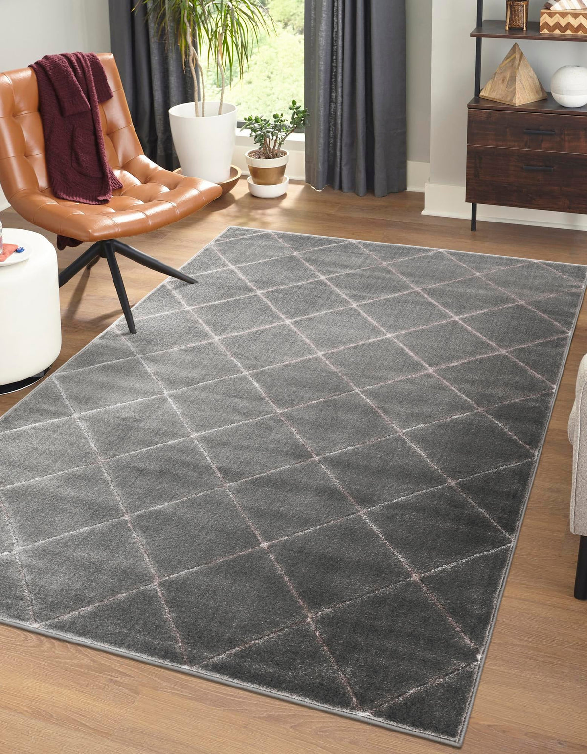 Metropolitan Matrix Collection Area Rug -  Urbana Rectangle Gray and Silver  lifestyle 6