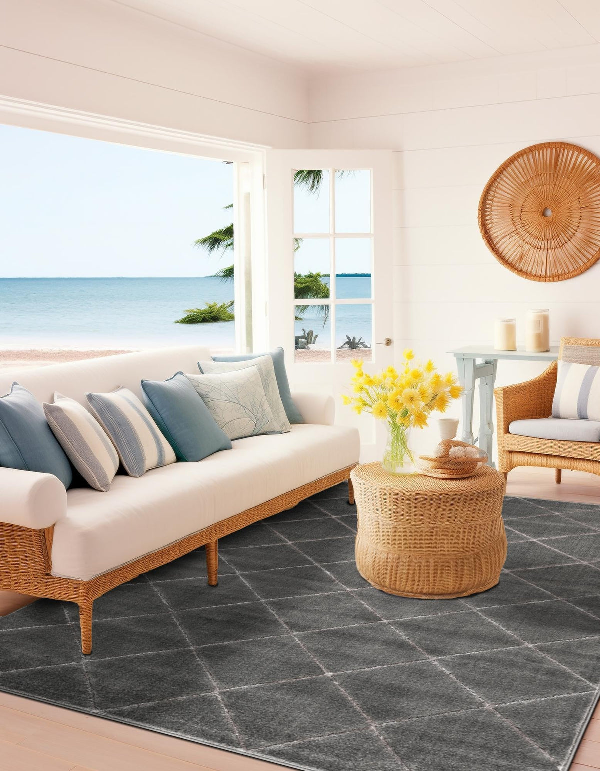 Metropolitan Matrix Collection Area Rug -  Urbana Rectangle Gray and Silver  lifestyle 10