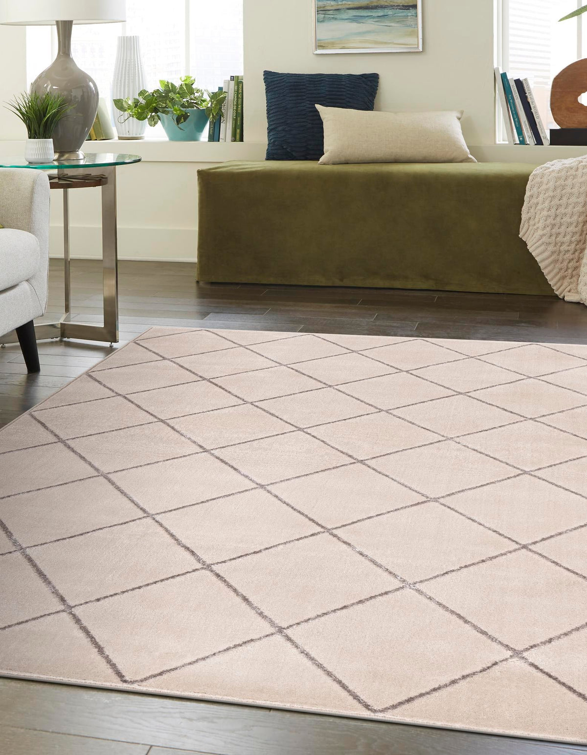 Metropolitan Matrix Collection Area Rug -  Urbana Rectangle White and Silver  lifestyle 5