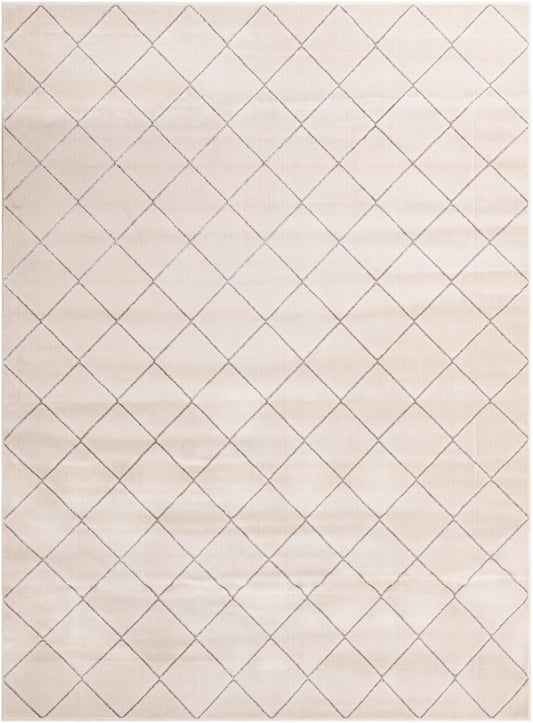 Metropolitan Matrix Collection Area Rug -  Urbana Rectangle White and Silver Main