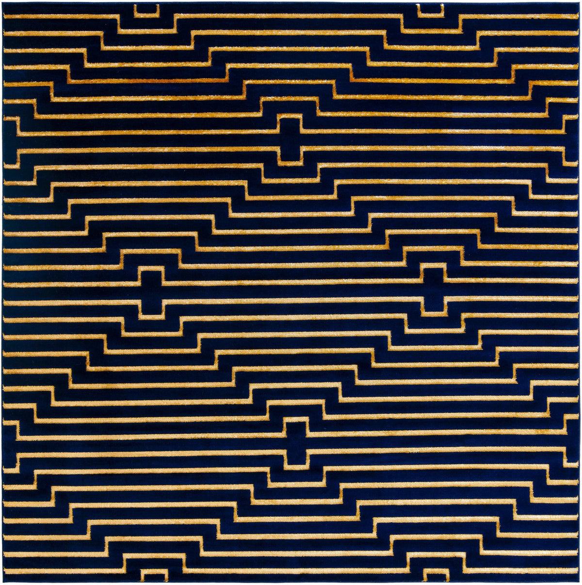 Metropolitan Matrix Collection Area Rug -  Skyline Square Navy Blue and Gold  lifestyle 55