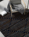 Metropolitan Matrix Collection Area Rug -  Skyline Rectangle Navy Blue and Gold  lifestyle 9