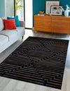 Metropolitan Matrix Collection Area Rug -  Skyline Rectangle Navy Blue and Gold  lifestyle 13