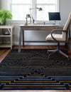 Metropolitan Matrix Collection Area Rug -  Skyline Rectangle Navy Blue and Gold  lifestyle 17